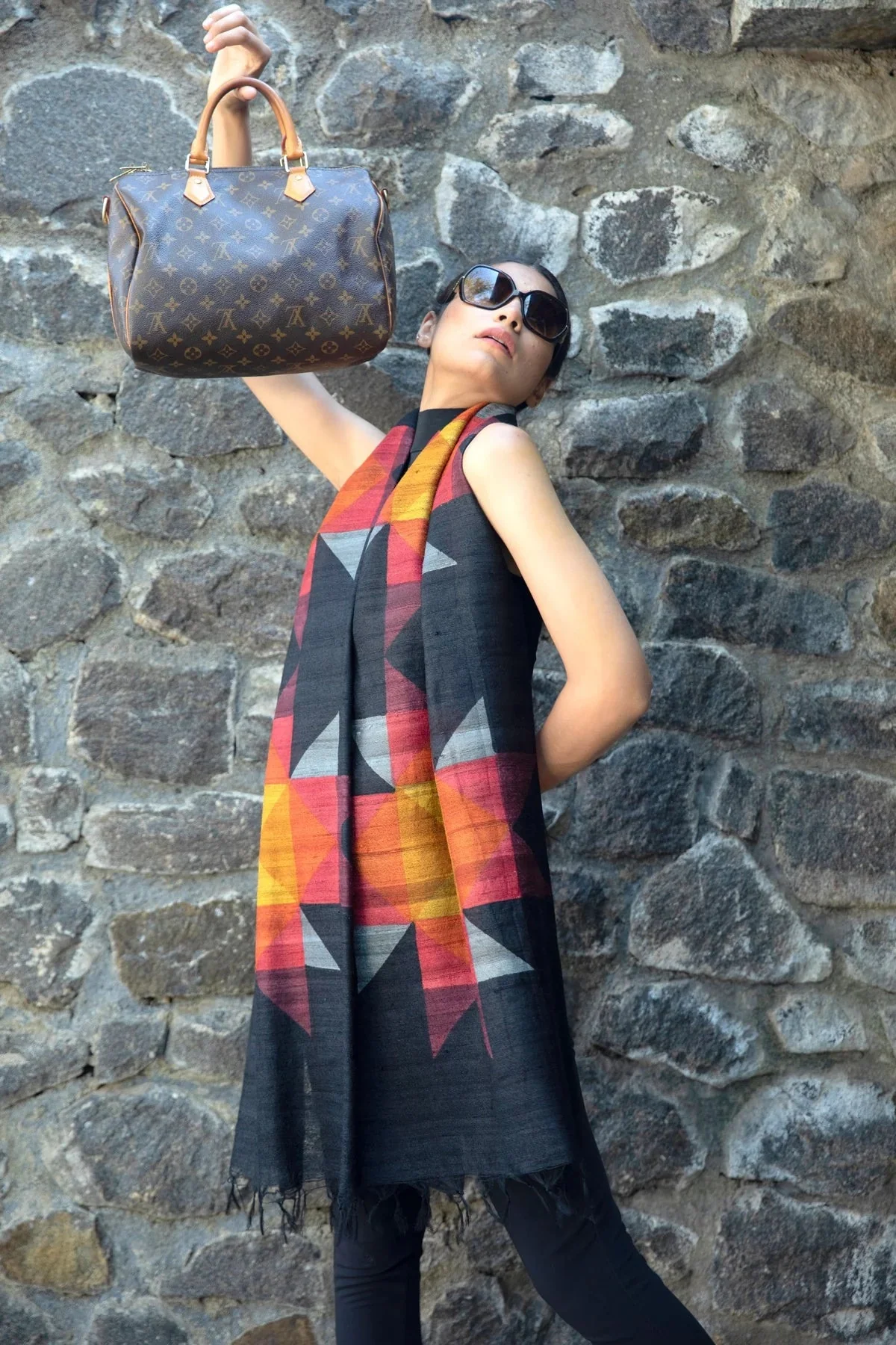 The 'Tile' Tussar Silk Scarf - Image 5