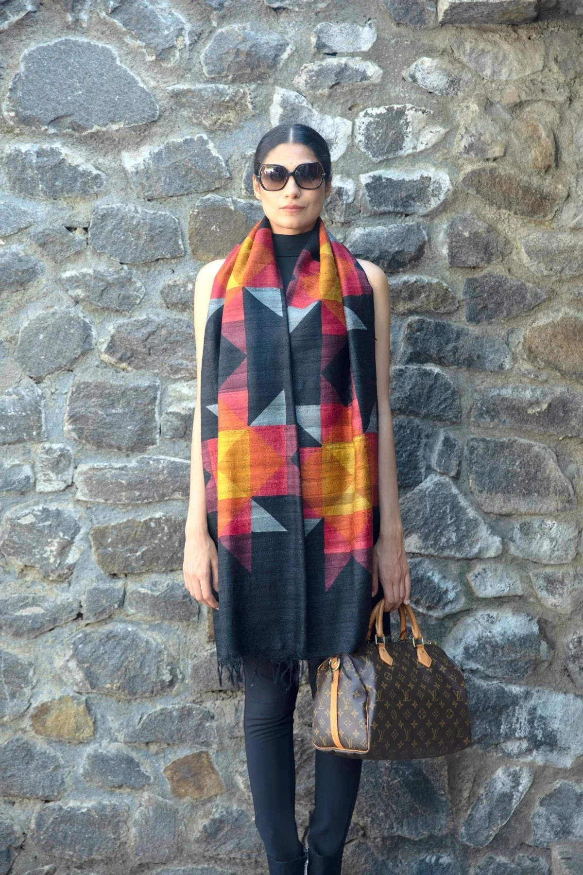 The 'Tile' Tussar Silk Scarf - Image 6