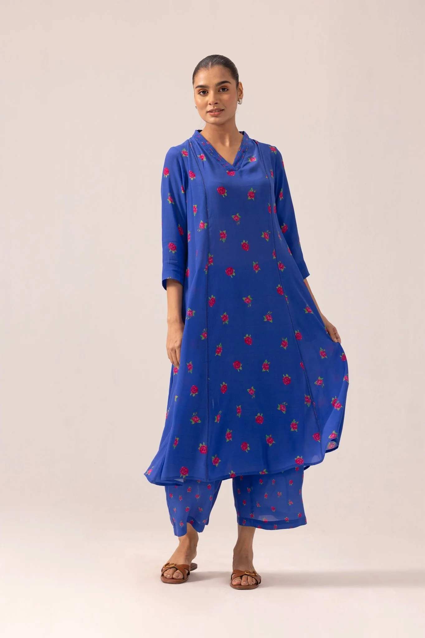 Thea Kurta Pant Set - Blue - Image 3