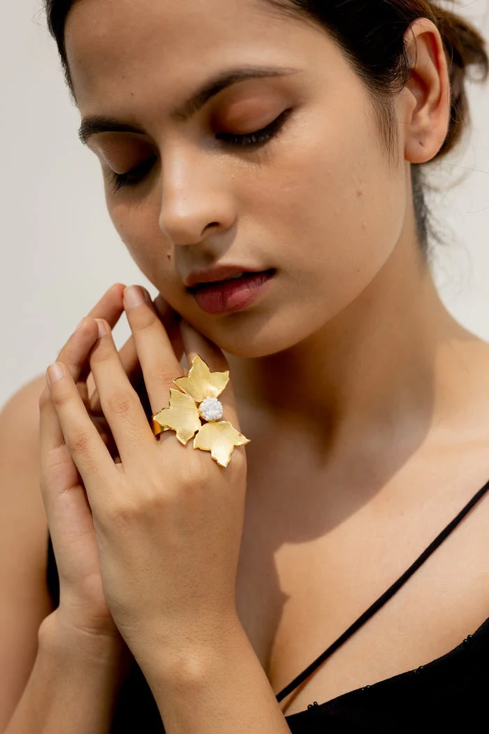 Three Petal Ring in Gold - Image 2