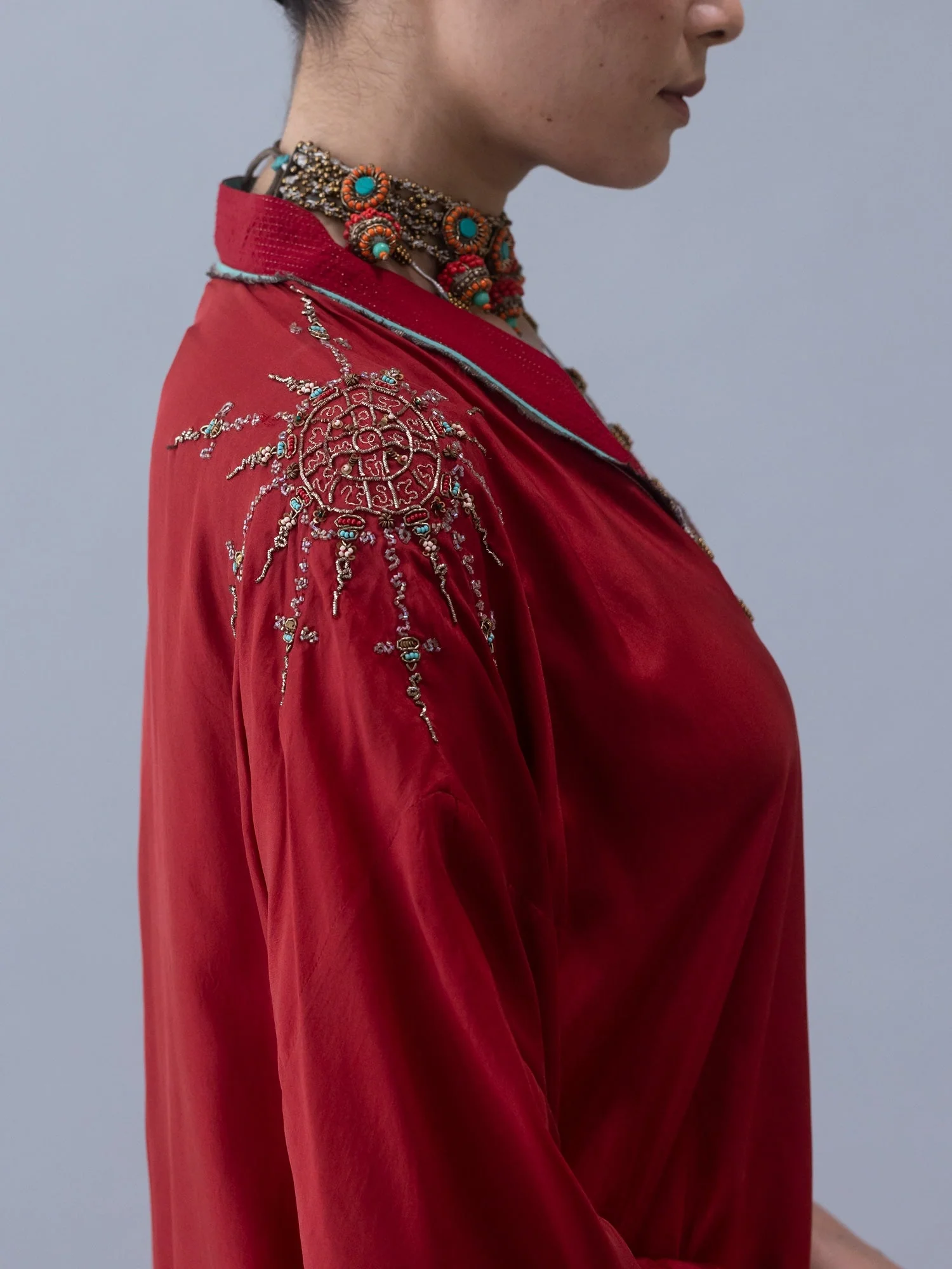 Tshog Deep Red Kaftan - Image 4