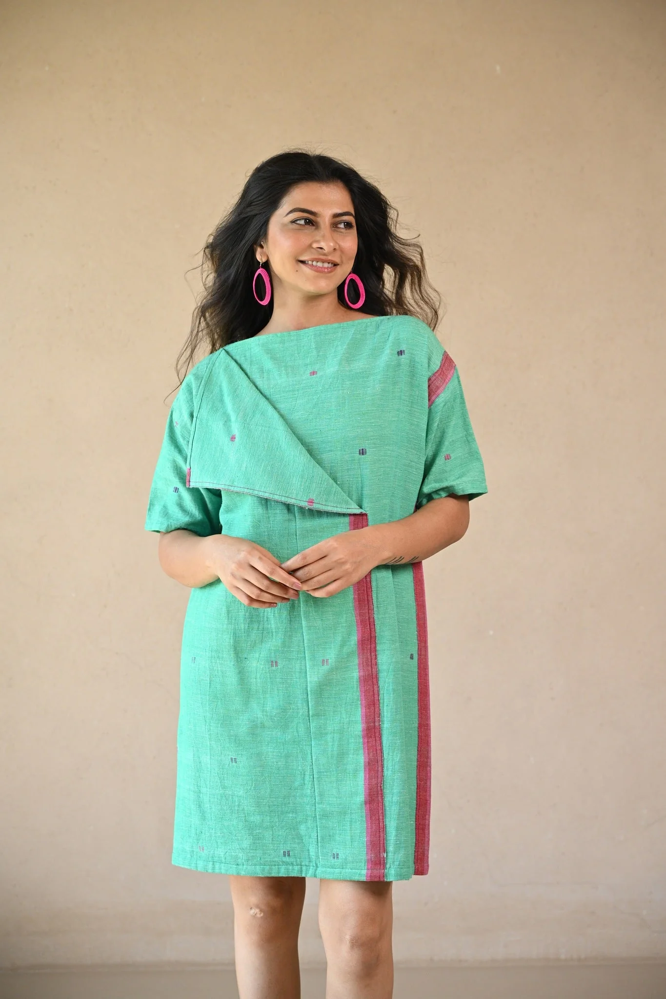 Uncut Dress with Front Fold - Mint Green