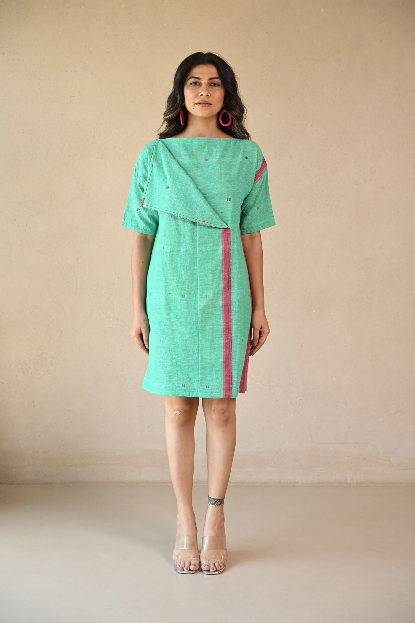 Uncut Dress with Front Fold - Mint Green - Image 6