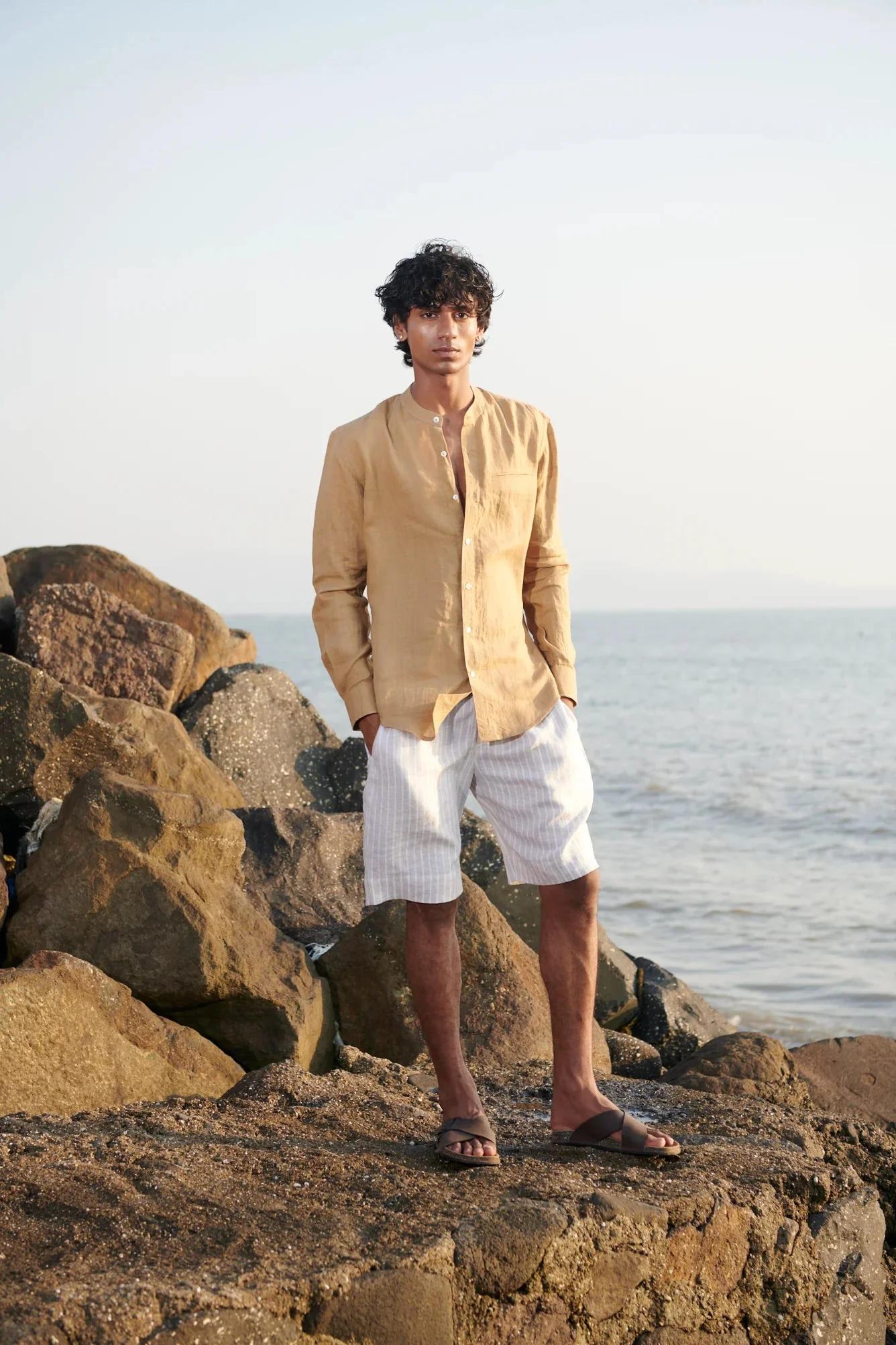 Undyed Boldstripe Linen Men's Golf Shorts - Image 3