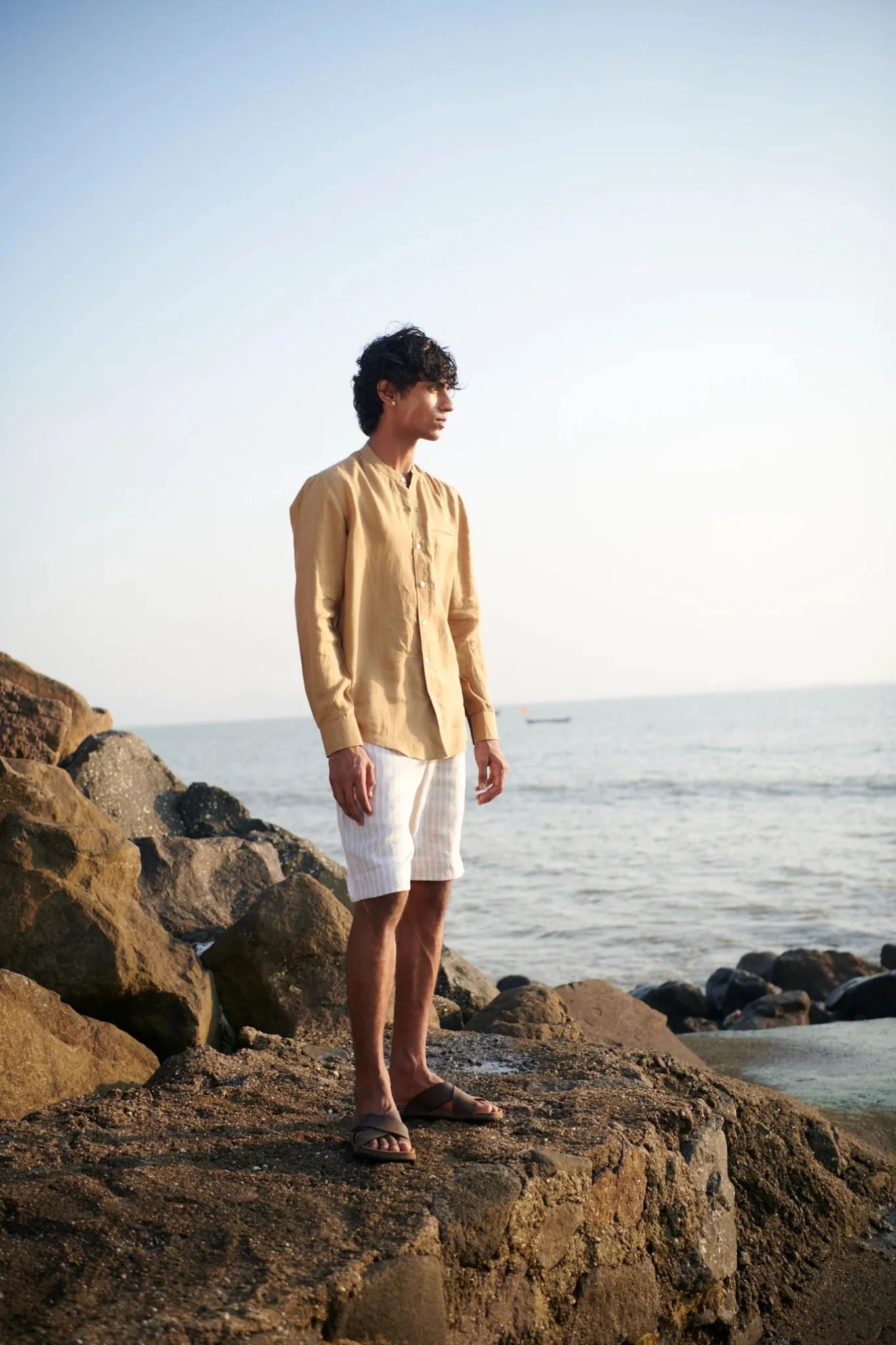 Undyed Boldstripe Linen Men's Golf Shorts - Image 5