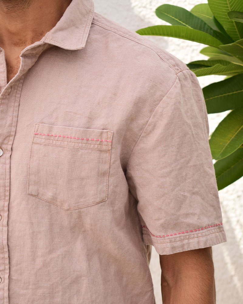 Unisex Bark Grey Linen Shirt - Image 3