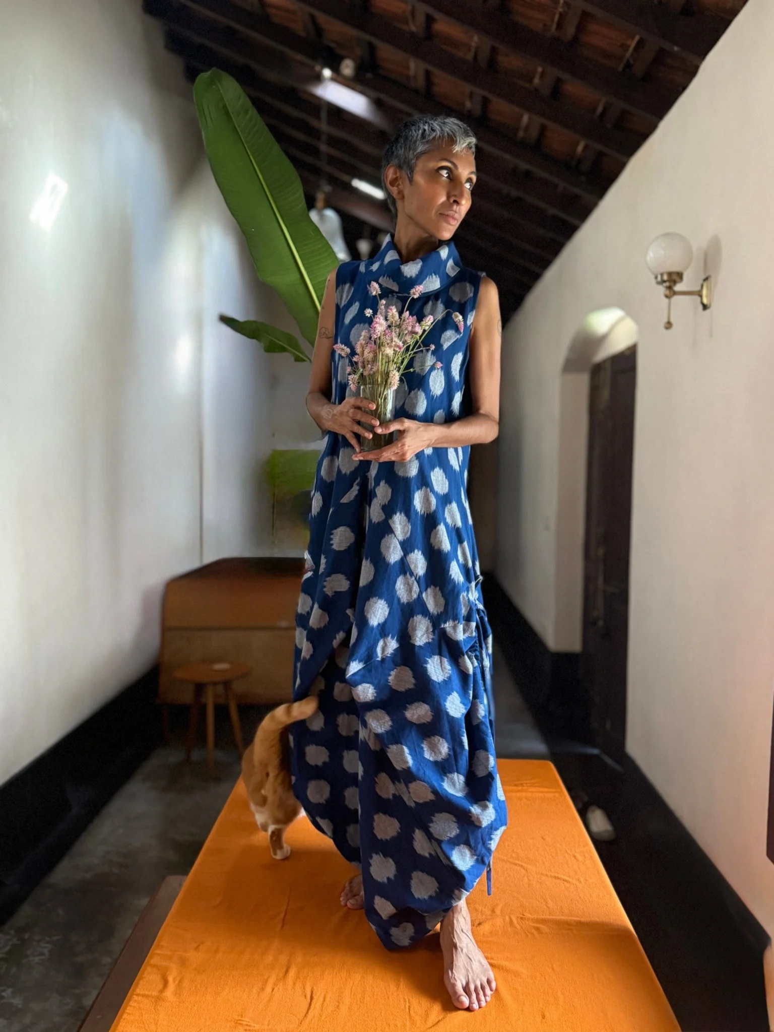 Unruly High Neck Dress in Blue - Image 2