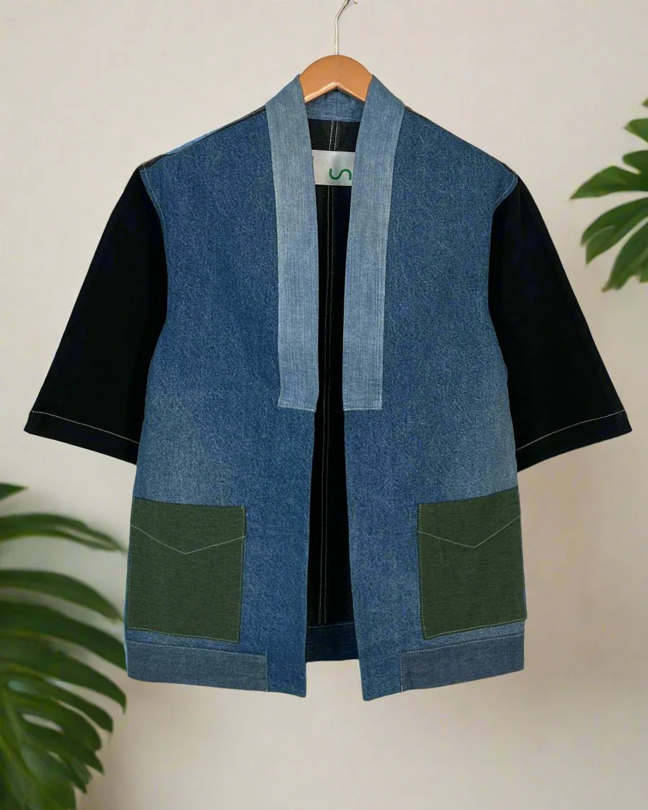 Upcycled Denim Kimono Jacket | K231
