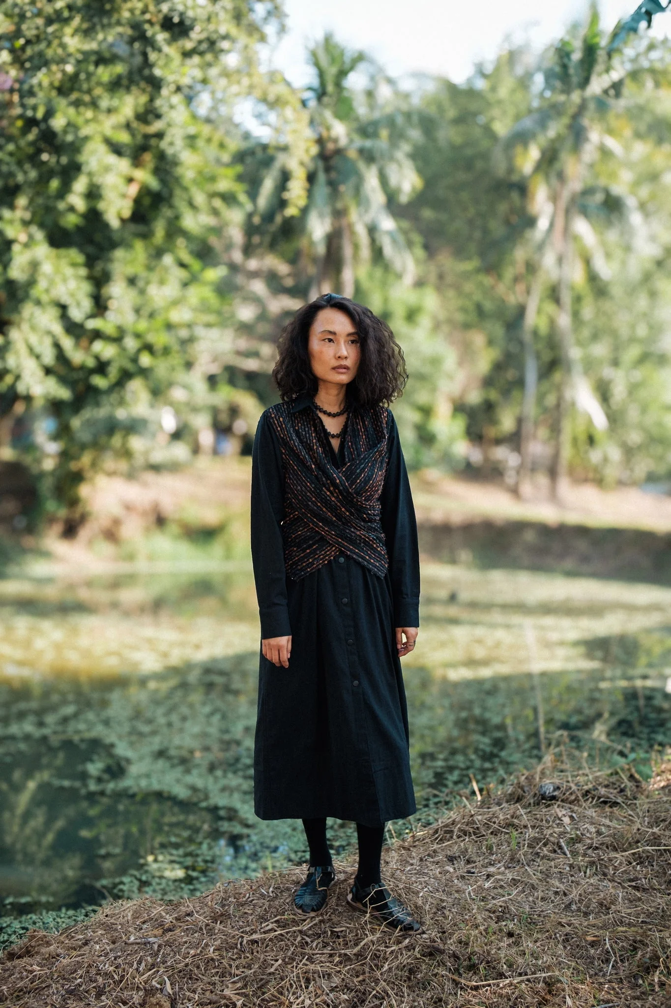Handwoven Seattle Wrap Dress - Green - Image 5