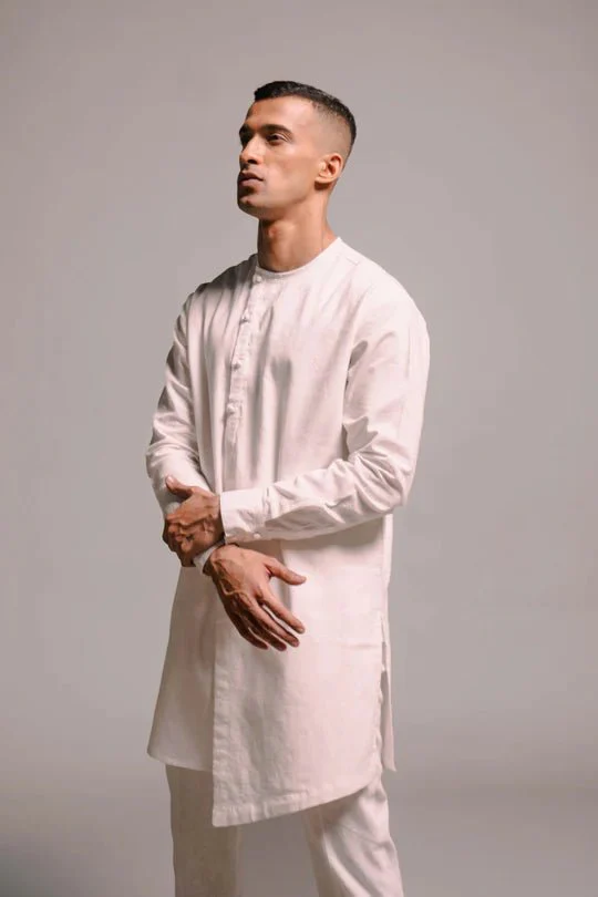Vanilla Co-Linen Men's Side Open Kurta Set - Image 2