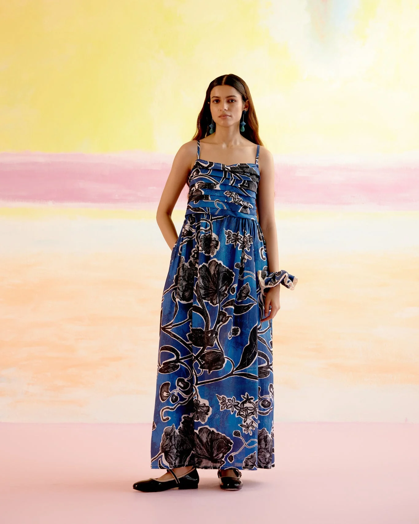 Verona Maxi Dress - Blue Jardin Print