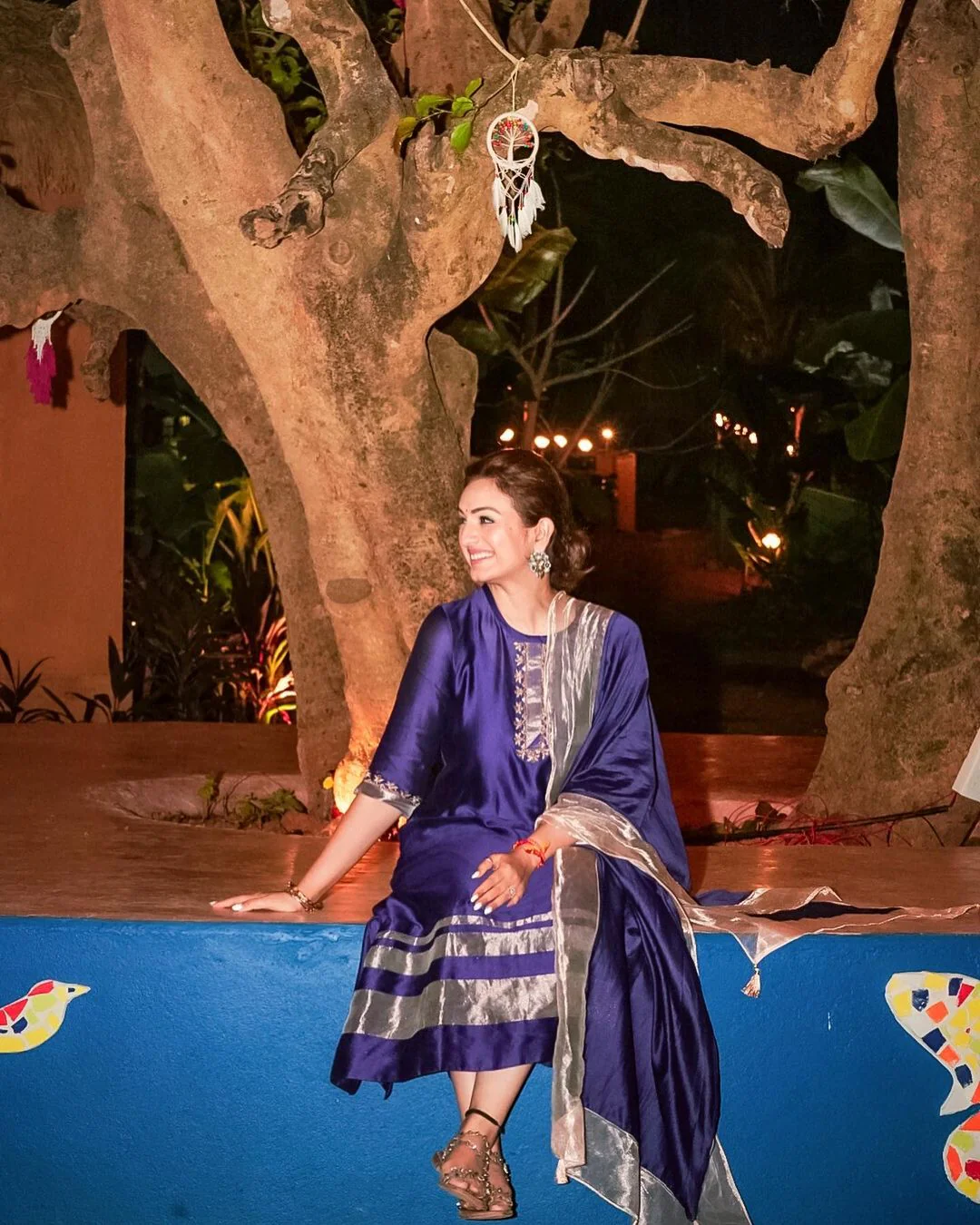 Violet Chanderi Silk Kurta Set with Dupatta - Image 6