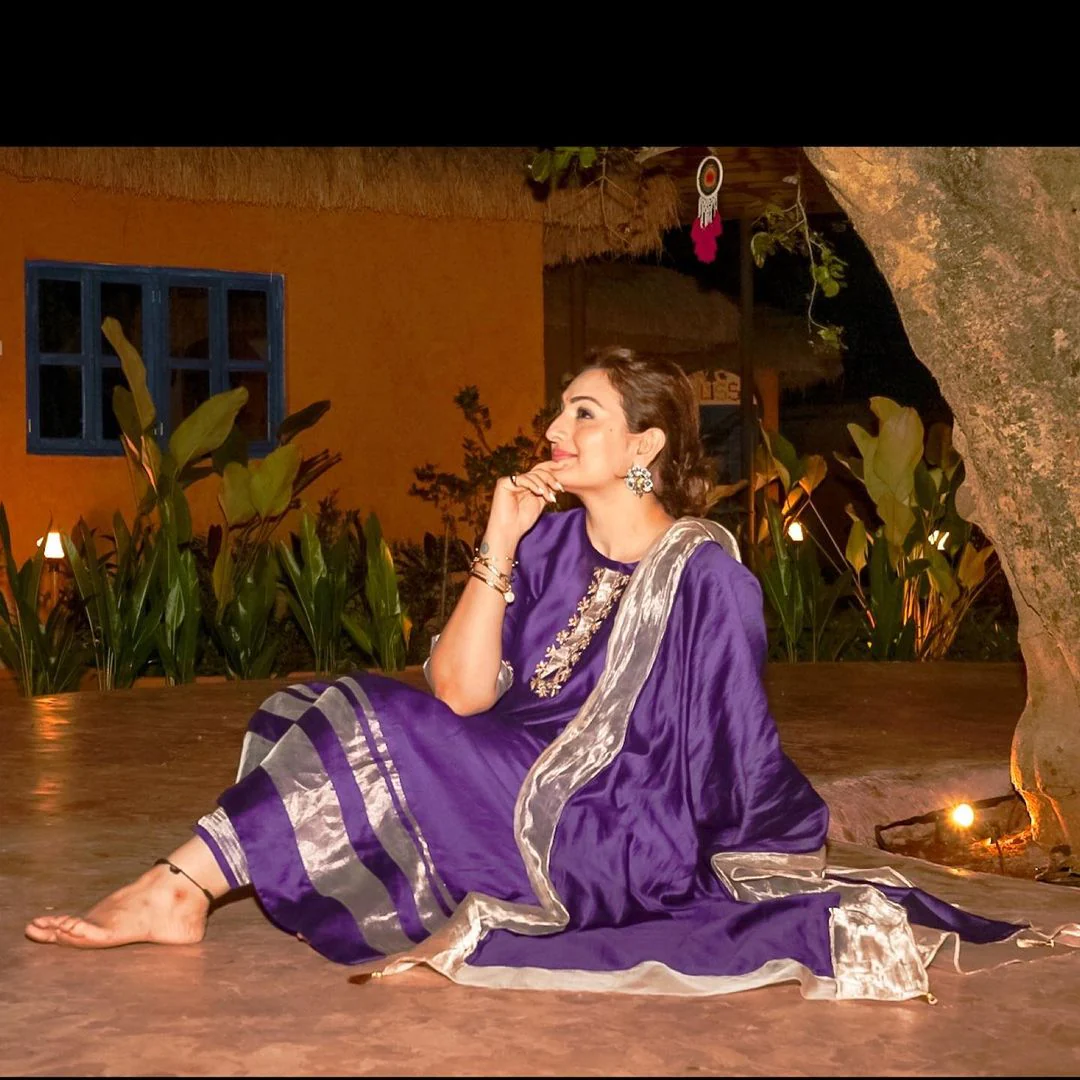 Violet Chanderi Silk Kurta Set with Dupatta - Image 8