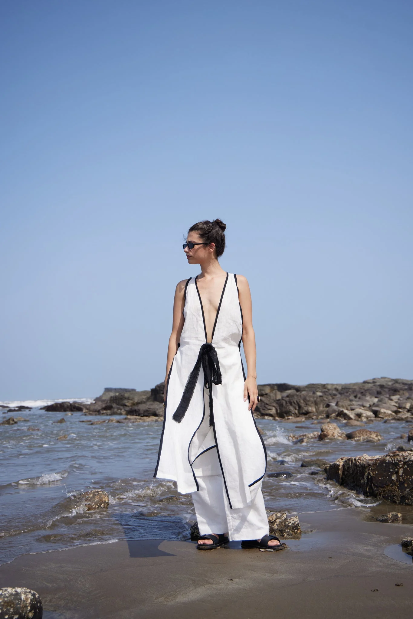 White Linen Long Top & Pant