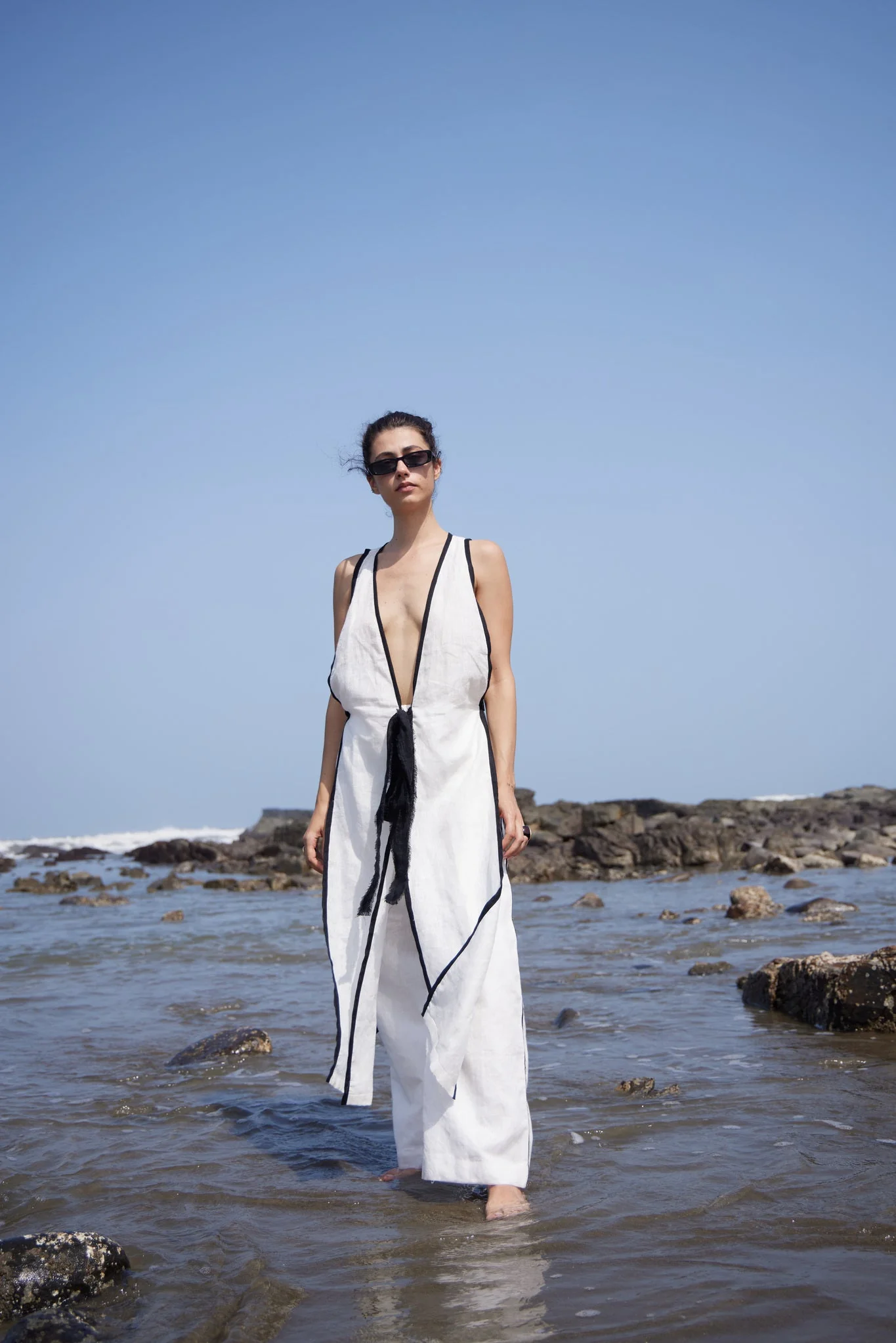 White Linen Long Top & Pant - Image 3