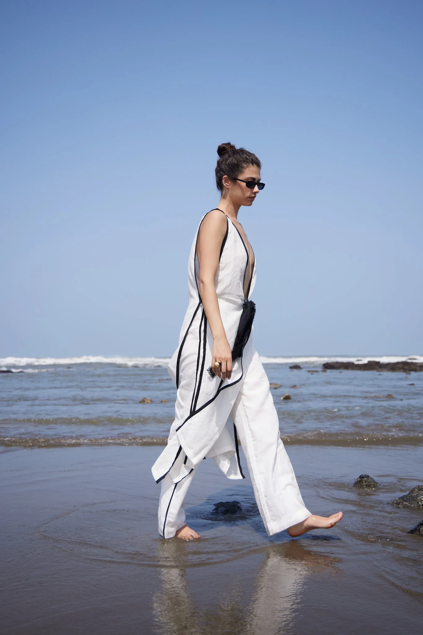 White Linen Long Top & Pant - Image 4