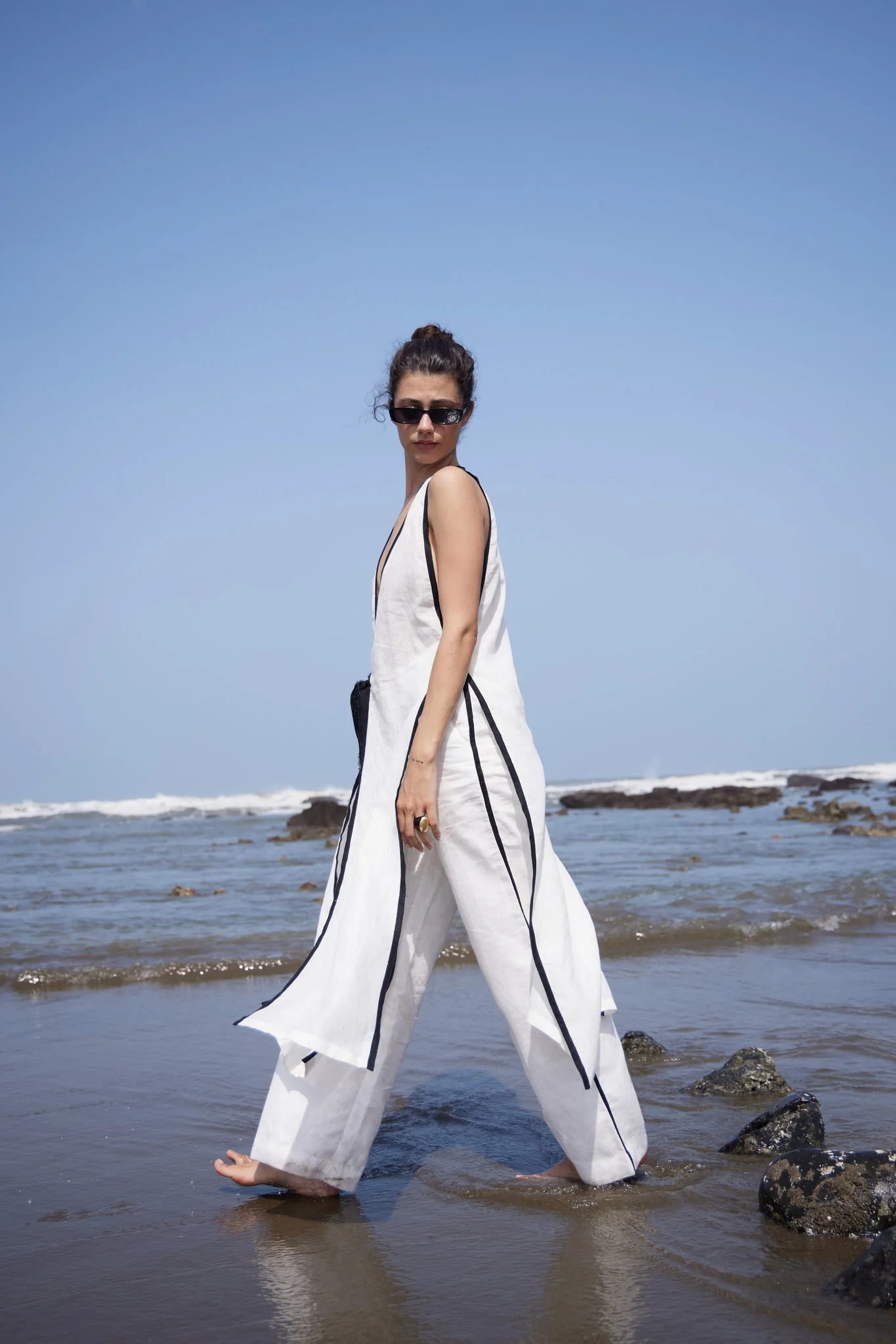White Linen Long Top & Pant - Image 5