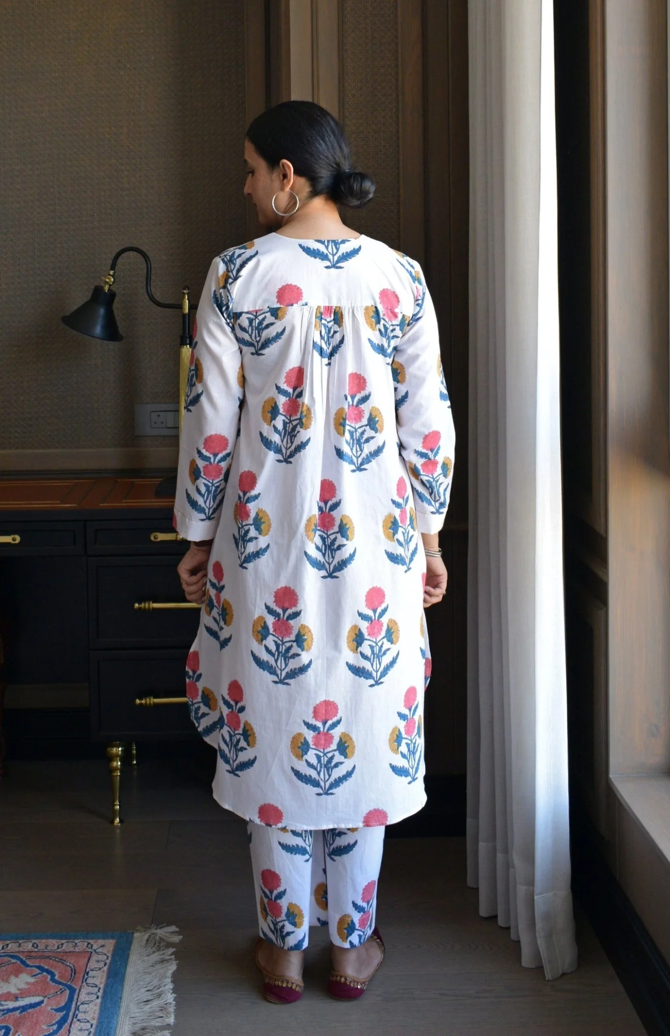 White Mughal Hand-block Printed Co-ord Set - Image 6