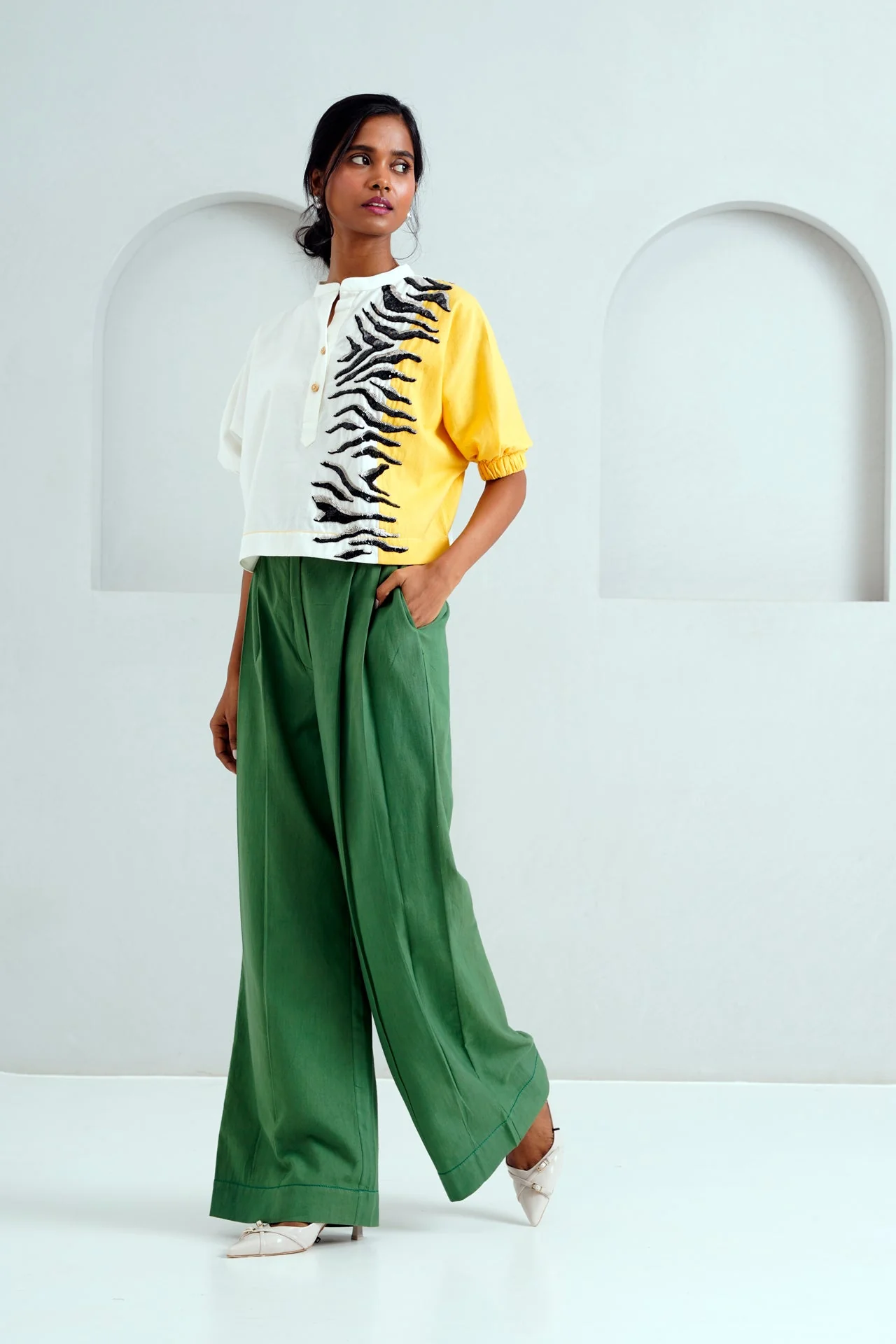 White Terra - Tiger Top + Pleated Long Pants - Image 4