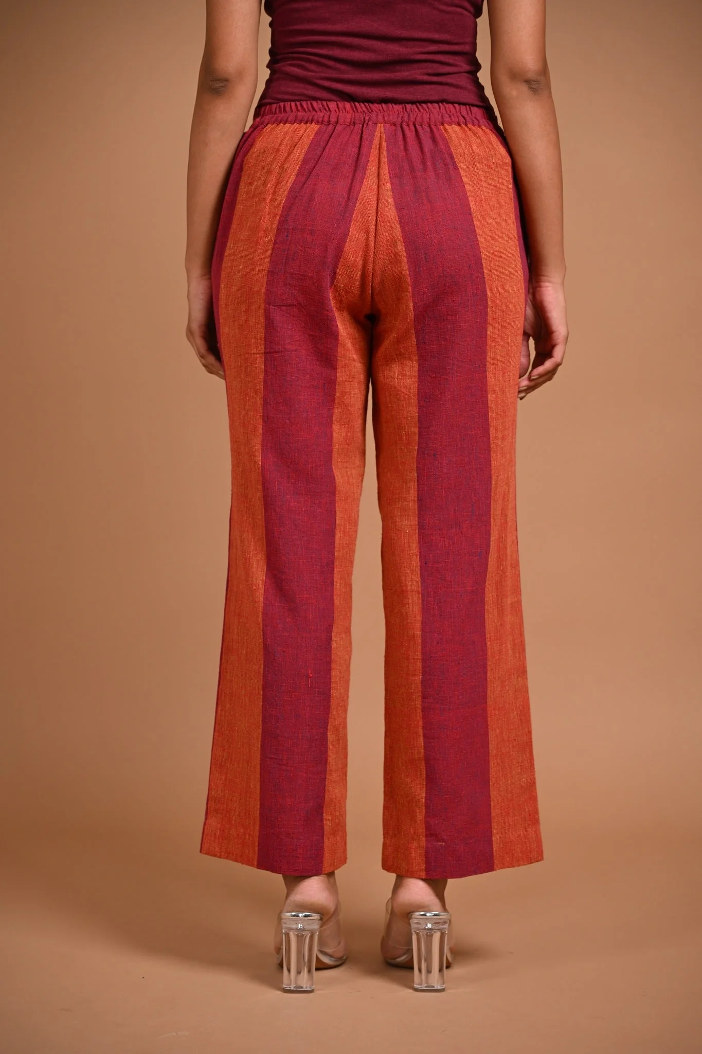 Wide Striped Pants in Red - Image 3