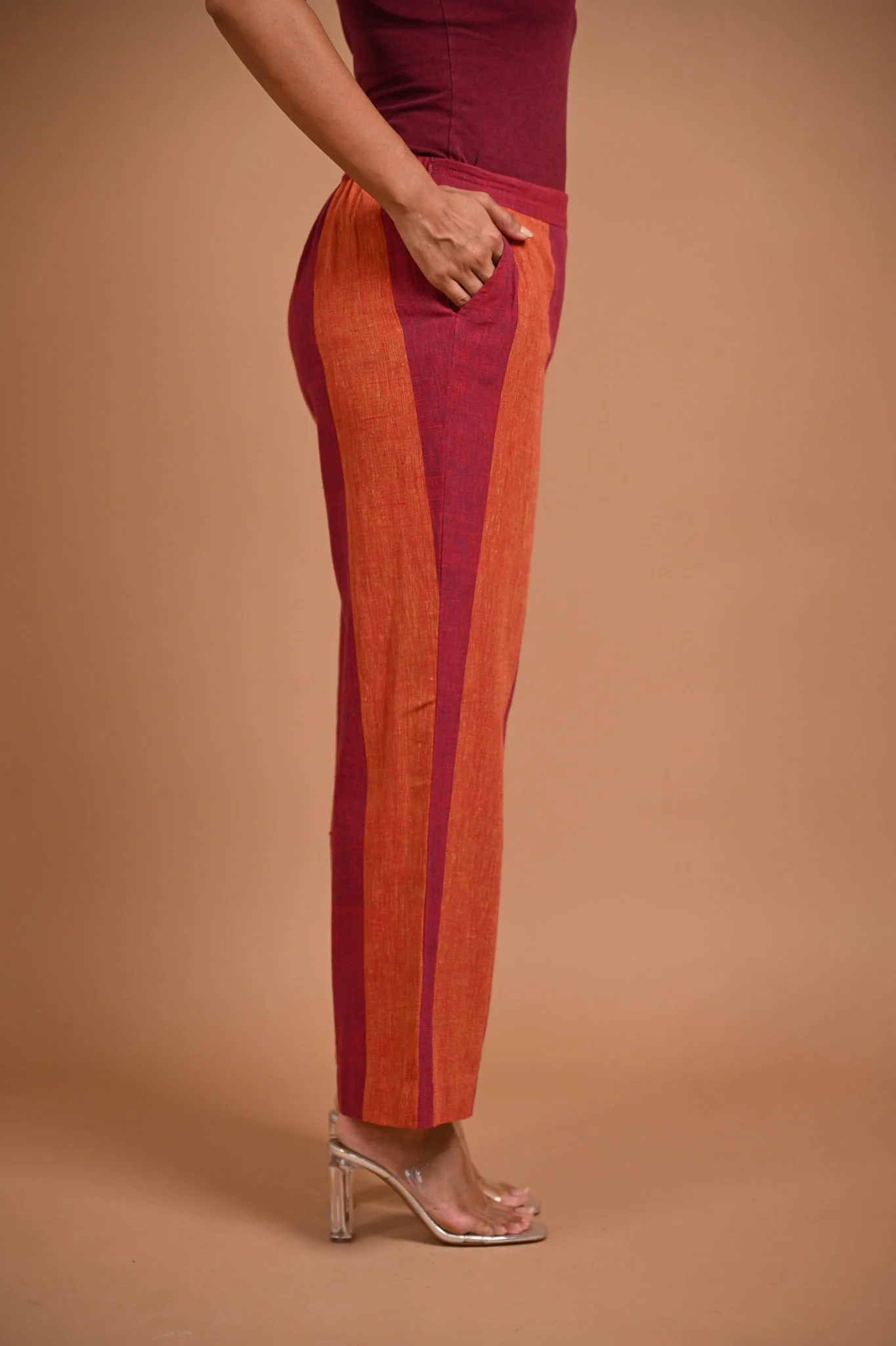 Wide Striped Pants in Red - Image 4