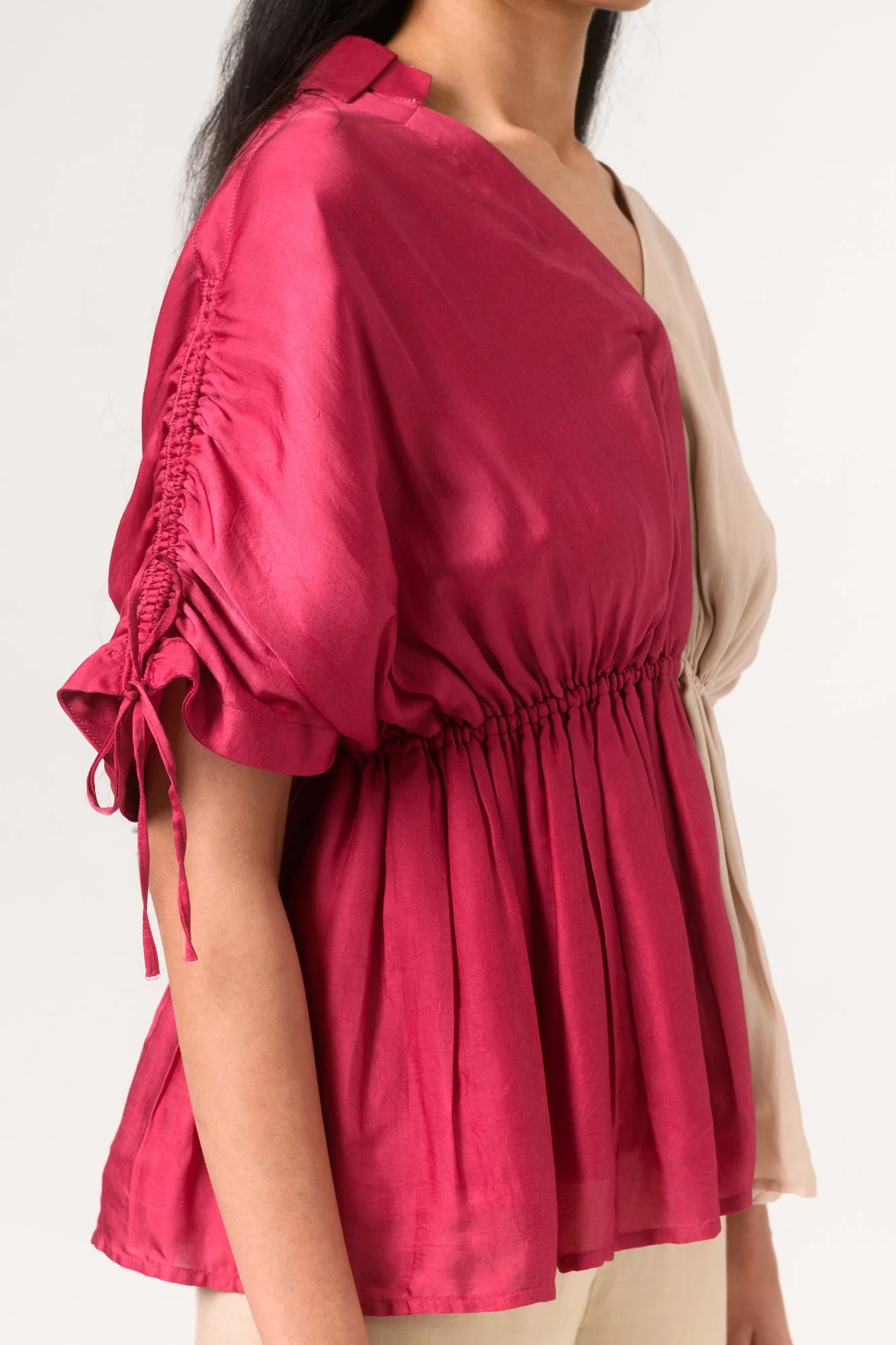 Wine-Ecru Half Co-ord Set - Image 4