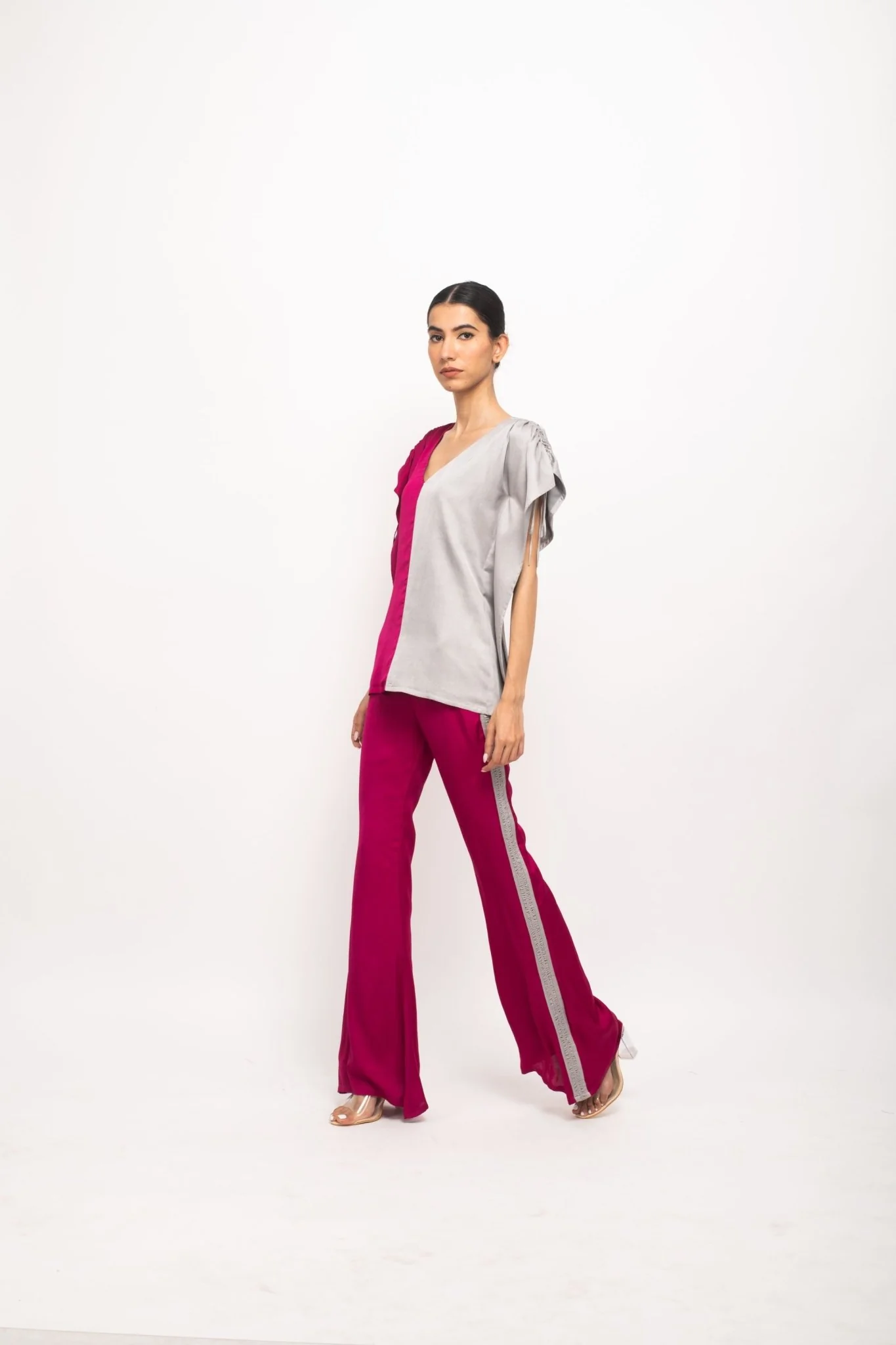 Wine-Grey Kaftan Set - Image 3