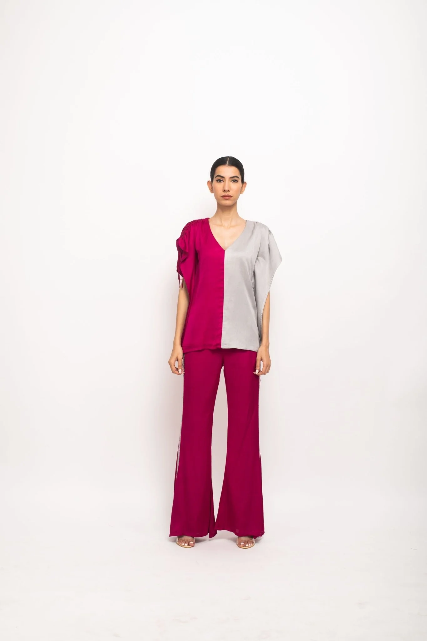 Wine-Grey Kaftan Set - Image 5