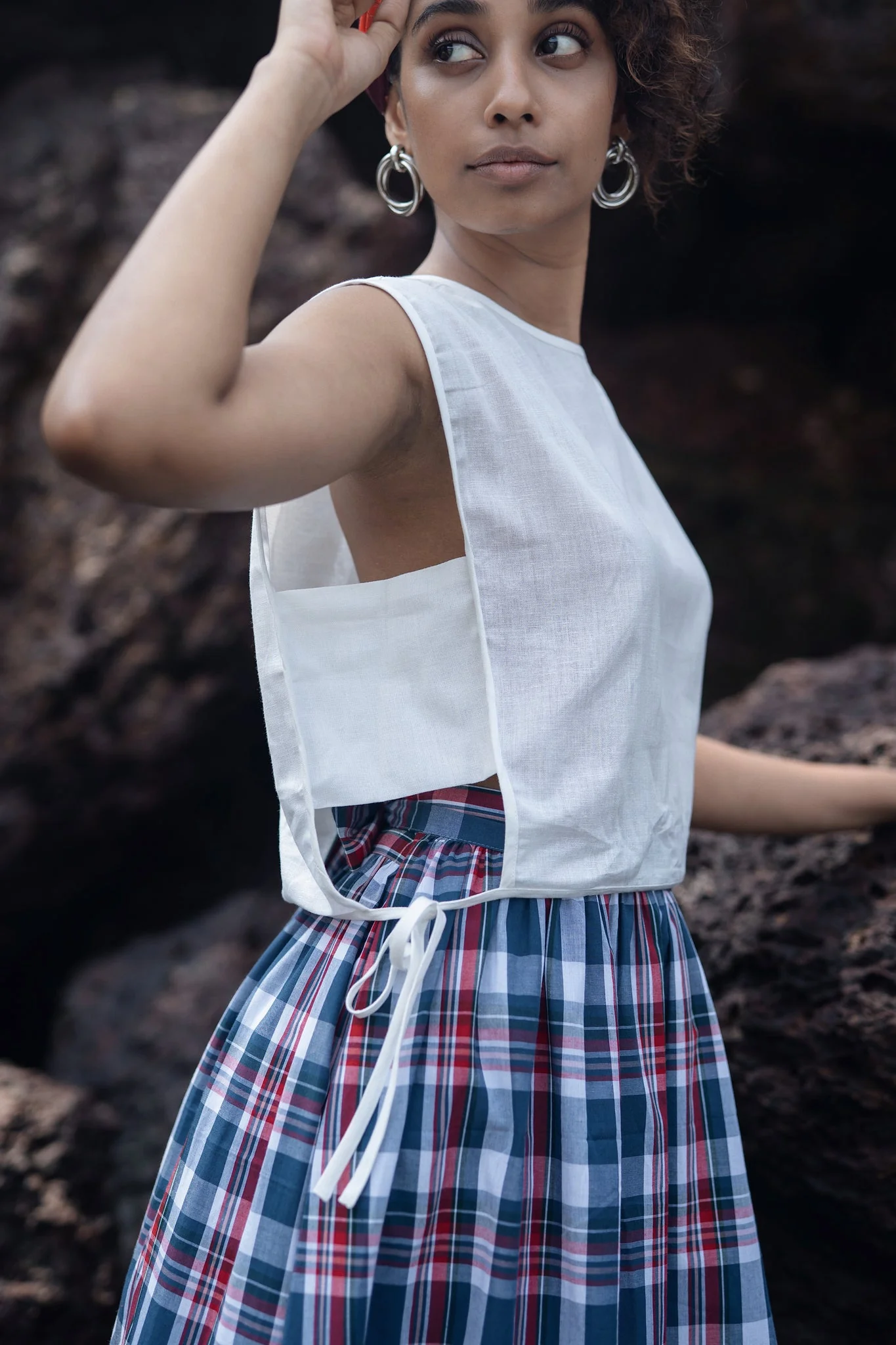 Wrap Skirt Set - Blue and White - Image 2